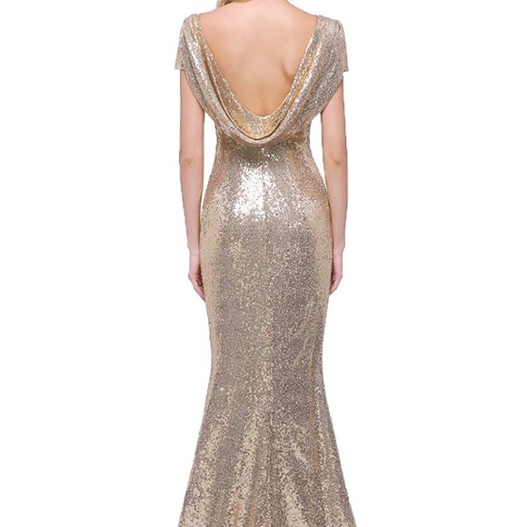 Sparkle Rose Gold Sequin Backless Dress - Picture 2 of 2